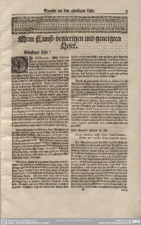 Vorrede an den günstigen Leser