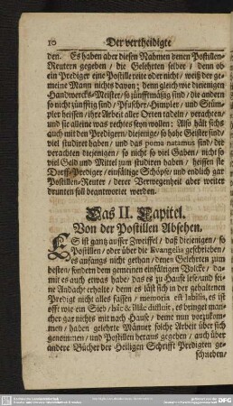 Das II. Capitel. Von der Postillen Absehen
