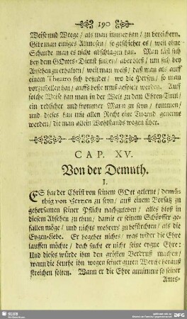 Cap. XV. Von der Demuth