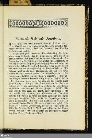 Bismarcks Tod und Begräbnis