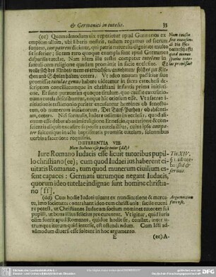 Differentia VIII. Num Judaeus esse possit tutor (dd)?