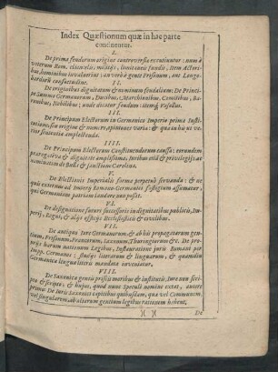 Index Quaestionem quae in hac parte continentur