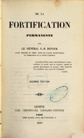 De la fortification permanente