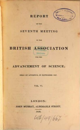 Report of the ... meeting. 7. 1837 (1838)