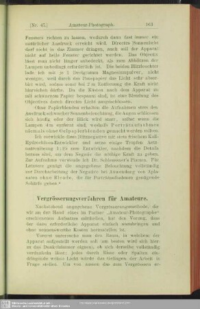 Vergrösserungsverfahren für Amateure