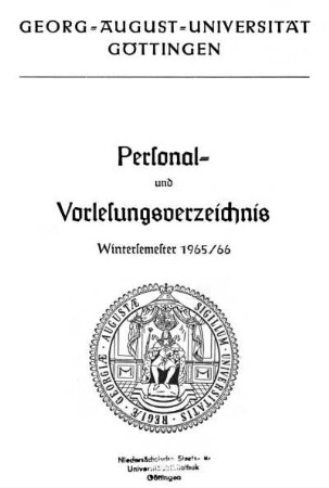 WS 1965/66: Personal- und Vorlesungsverzeichnis ...