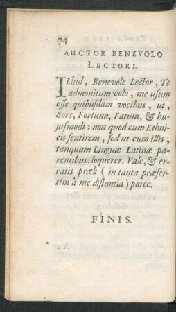 Auctor Benevolo Lectori.