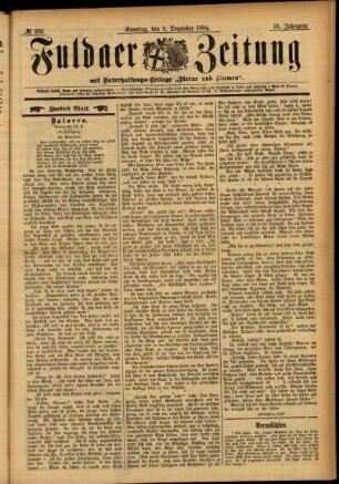 Zweite Ausgabe vom Sonntag, den 09. Dezember 1894.