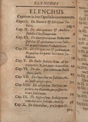 Elenchus Capitum in hoc Opusculo contentorum.