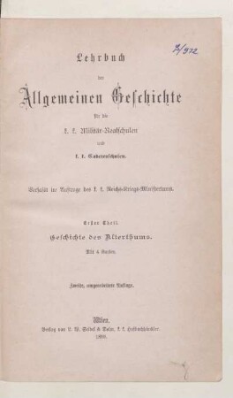 Theil 1, [Schülerband]: Geschichte des Alterthums : mit 4 Karten
