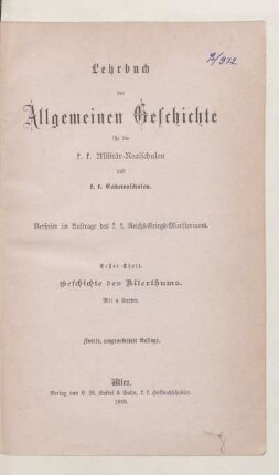Theil 1, [Schülerband]: Geschichte des Alterthums : mit 4 Karten