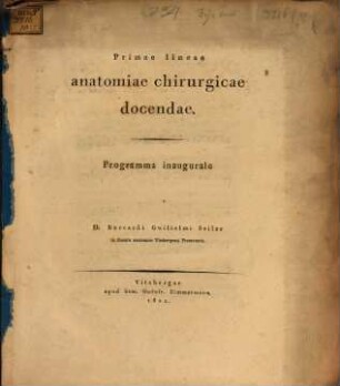 Primae lineae anatomiae chirurgicae docendae : programma inaug.