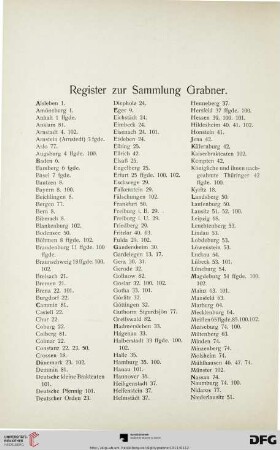 Register zur Sammlung Grabner