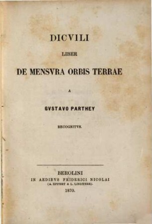 Dicuili liber De mensura orbis terrae