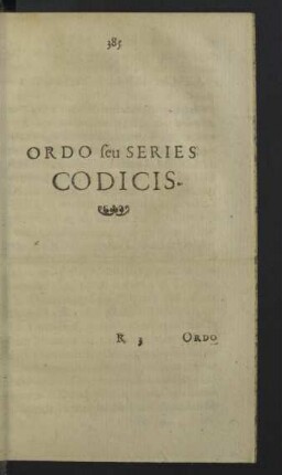 Ordo seu Series Codicis.