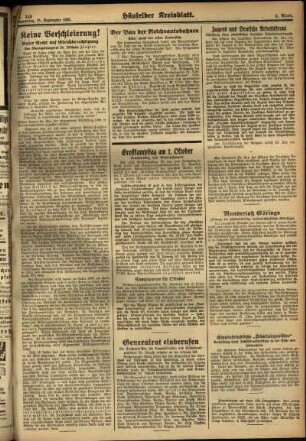 Zweite Ausgabe vom Donnerstag, den 21. September 1933.