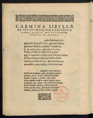 Carmina Sibyllae De Christi Miraculis ...
