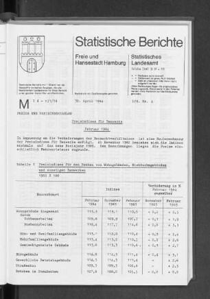 Preisindizes für Bauwerke Februar 1984 : Lfd. Nr. 4