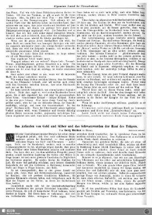 Das Anlaufen von Gold und Silber und das Schwarzwerden der Haut des Trägers