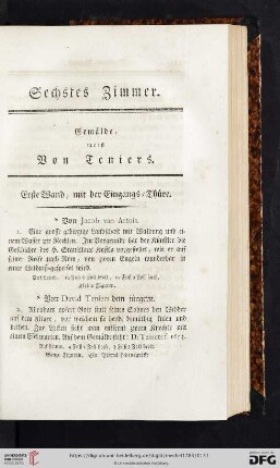Sechtes Zimmer. Gemälde, meist von Teniers