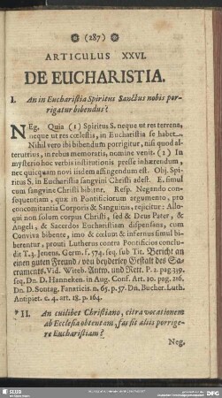 Articulus XXVI. De Eucharistia