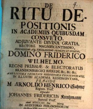 de ritu depositionis in academiis quibusdam consueto