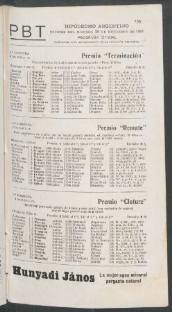 Hipódromo Argentino - Reunión del Domingo 30 de Diciembre de 1906 - Programa oficial