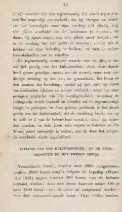 Invloed van het kulturstelsel, op de rijst-productie en het tweede gewas