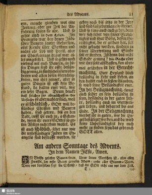 Am andern Sonntage des Advents