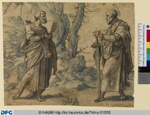 Die Heiligen Petrus und Paulus in einer Landschaft