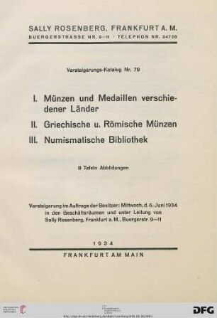 Münzen und Medaillen verschiedener Länder (Katalog Nr. 79)
