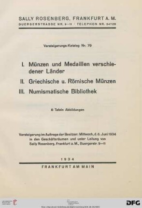 Münzen und Medaillen verschiedener Länder (Katalog Nr. 79)