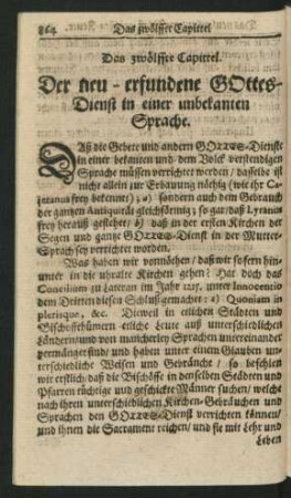 Das zwölffte Capittel. Der neu-erfundene Gottes-Dienst in einer unbekanten Sprache.