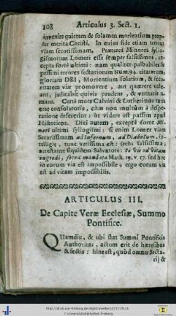 Articulus III. De summo pontifice.
