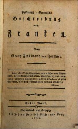 Phisikalisch-ökonomische Beschreibung von Franken, 1