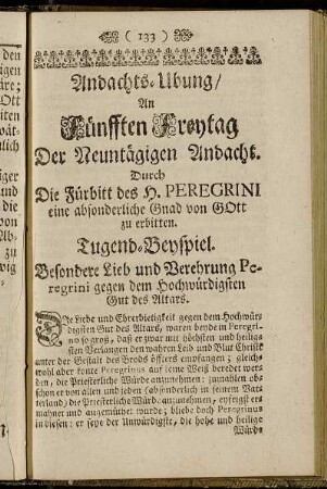 Andachts-Ubung/ An Fünfften Freytag Der Neuntägigen Andacht.