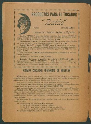 Primer concurso femenino de novelas