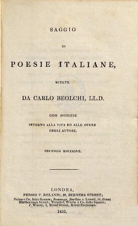 Saggio di poesie italiane : con notizie intorno alla vita ed alle opere degli autori