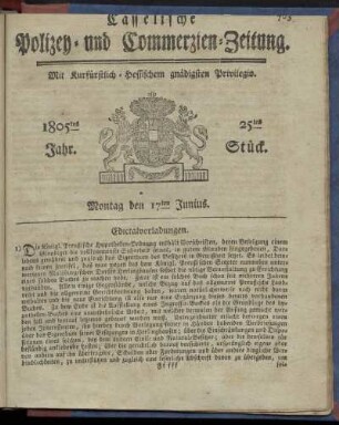 25tes Stueck, Montag den 17ten Junius 1805
