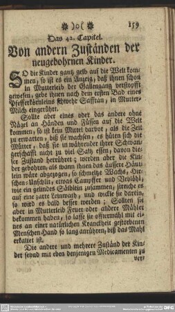 Das 42. Capitel. Von andern Zuständen der neugebohrnen Kinder