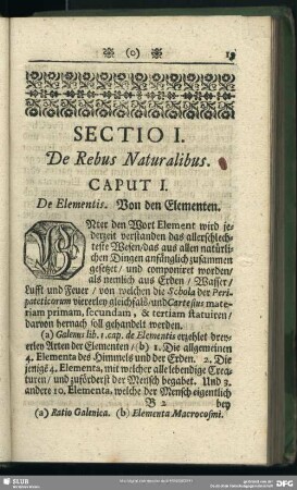 Sectio I. De Rebus Naturalibus