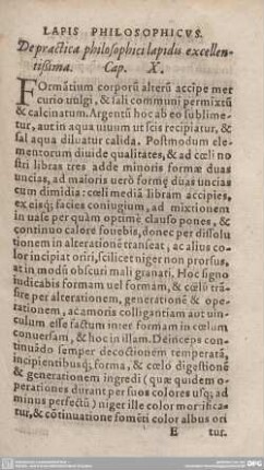 De practica philosophici lapidis excellentißima. Cap. X.