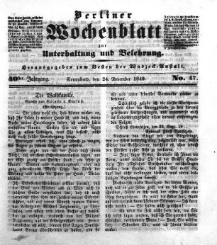 No. 47, Sonnabend, den 24. November 1849.