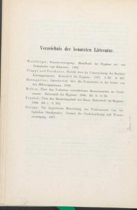 Verzeichnis der benutzen Litteratur.