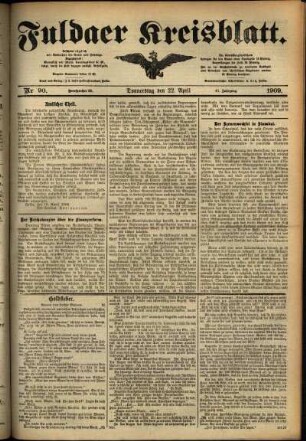 Ausgabe vom Donnerstag, den 22. April 1909.