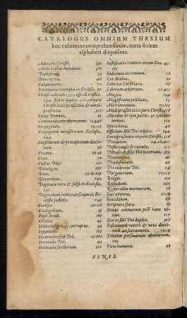 Catalogus Omnium Thesium hoc volumine comprehensarum ...