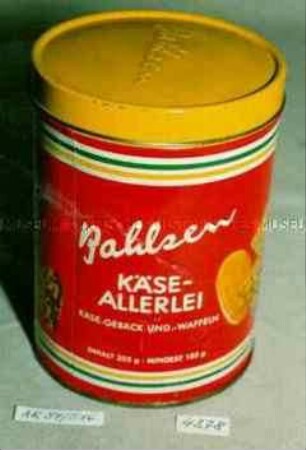 Blechdose für "Bahlsen KÄSE-ALLERLEI TET" (Abbildung von Gebäckstücken)
