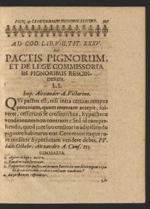 Ad Cod. Lib. VIII. Tit. XXXV. De Pactis Pignorum, Et De Lege Commissoria In Pignoribus Rescindenda.