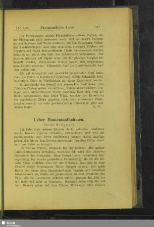 Ueber Momentaufnahmen