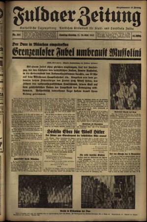 Erste Ausgabe vom Sonntag, den 26. September 1937.
